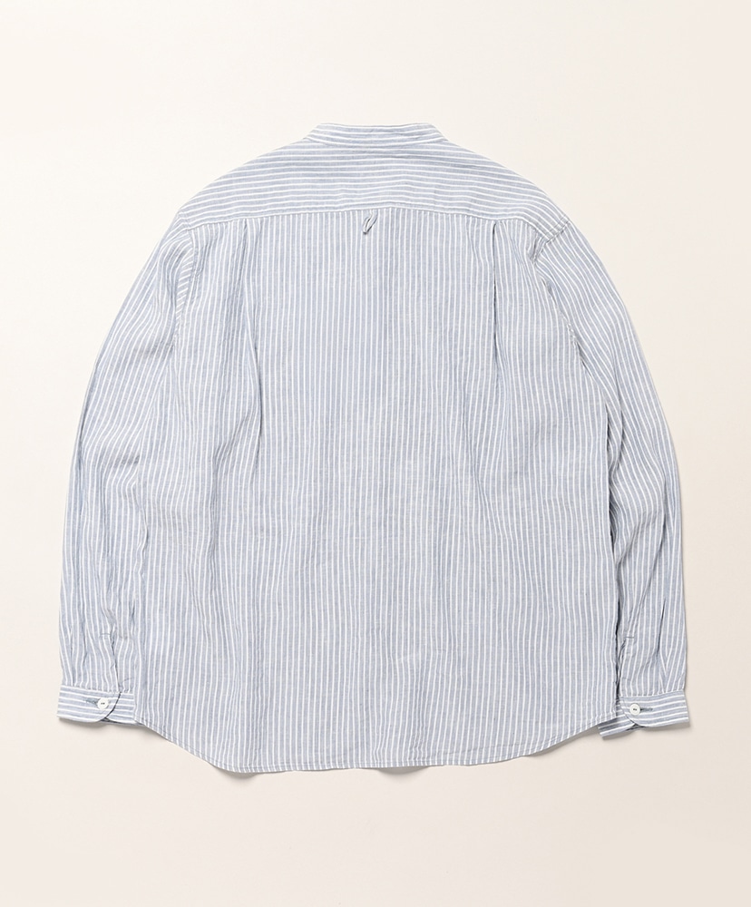 Men's Band Collar Shirt L/S Blue Grey Stripe/ブルーグレーストライプ 40(MEN)
