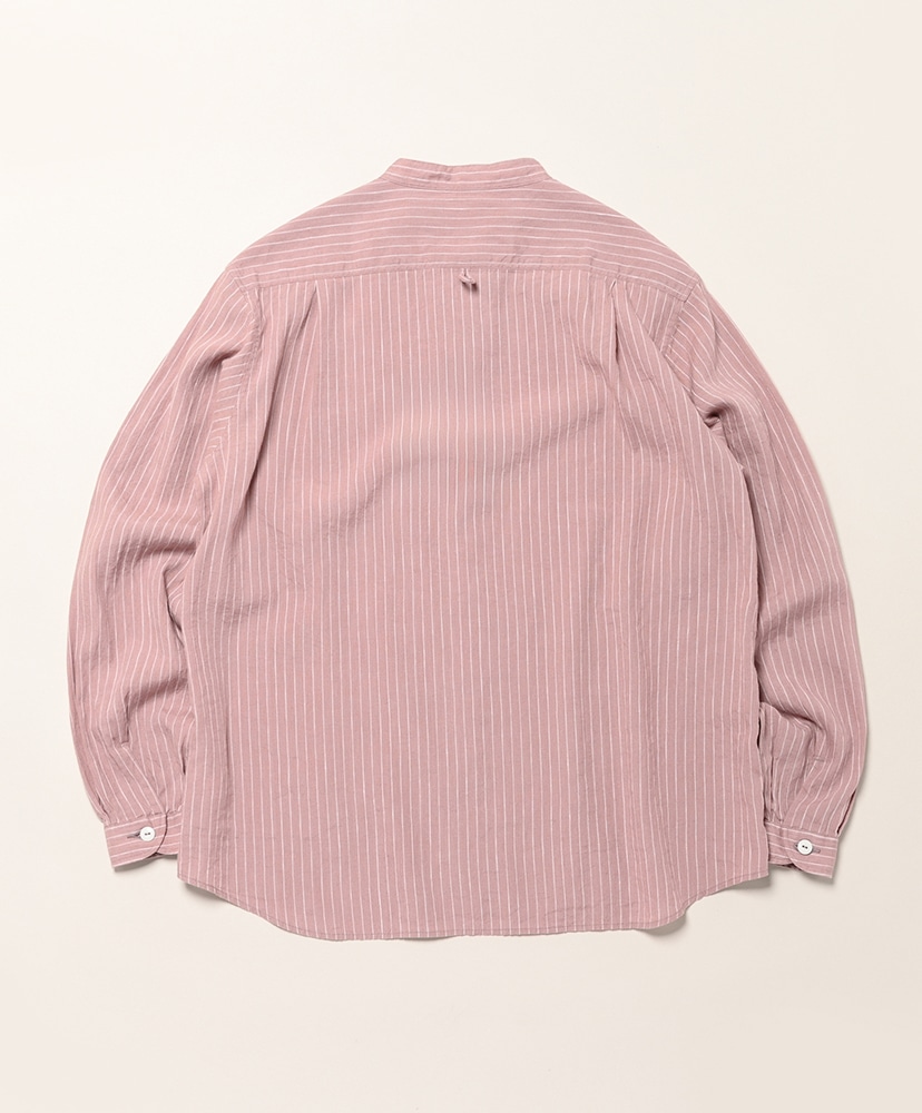 Men's Band Collar Shirt L/S Pale Pink Stripe/ペールピンクストライプ 40(MEN)