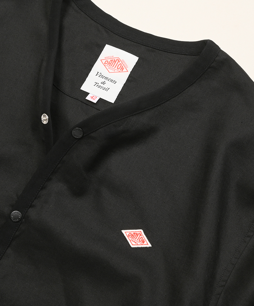 Men's Linen Polyester Cloth Shirt Cardigan Black/ブラック 40(MEN)