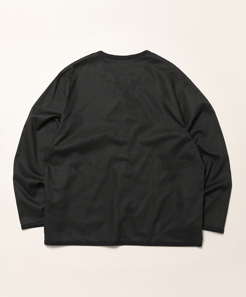 Men's Linen Polyester Cloth Shirt Cardigan Black/ブラック 40(MEN)