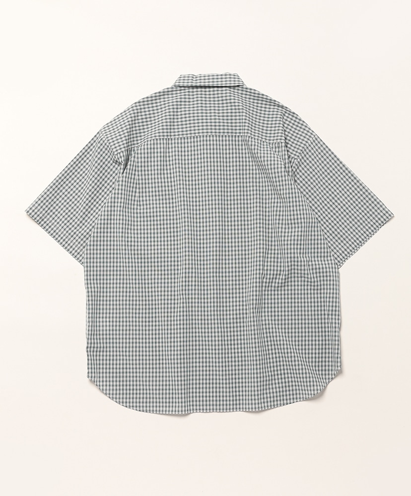 Men's T/C Poplin Short Sleeve Work Shirt Off  White×Green Check/オフホワイト×グリーンチェック 40(MEN)