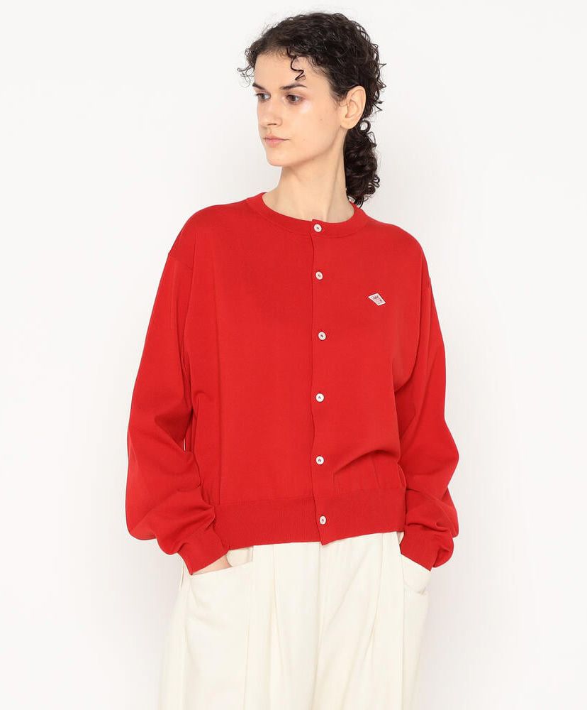 Women's Jersey Knit Crew Neck Cardigan Red/レッド 34(WOMEN)