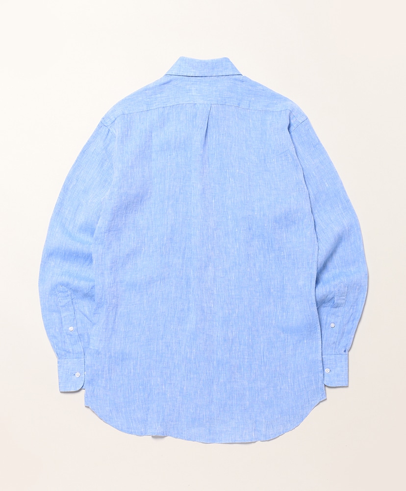 Button Down Shirts Linen Solid Blue/ブルー 15(MEN)