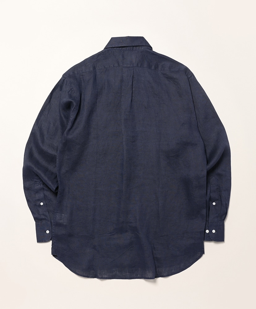 Button Down Shirts Linen Solid Navy/ネイビー 15(MEN)