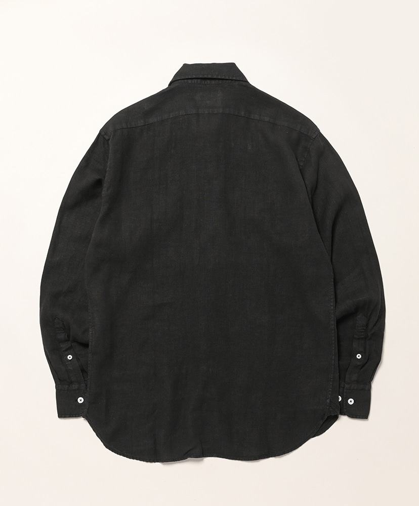 Linen Garment Dyed Reg Coller Shirts With 2 Pocket Black/ブラック 14H(MEN)