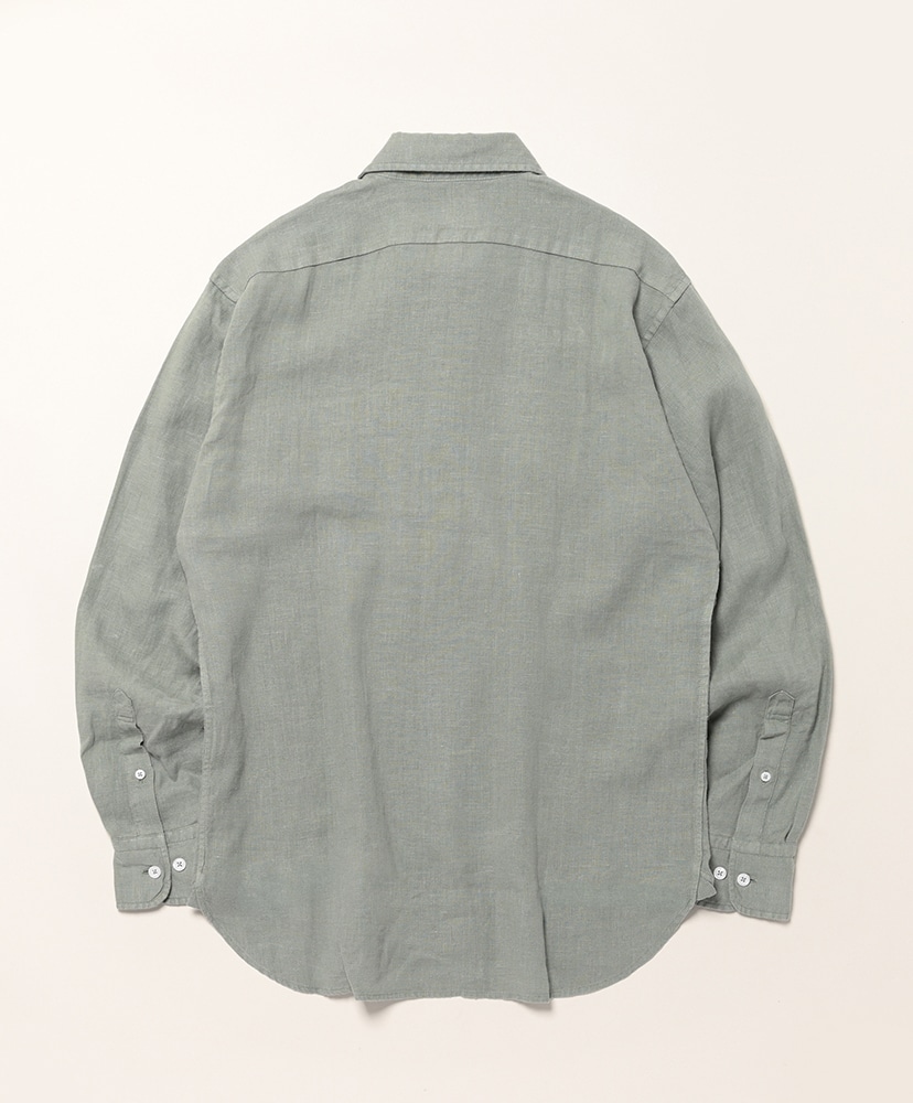 Linen Garment Dyed Reg Coller Shirts With 2 Pocket Sage Green/セージグリーン 14H(MEN)