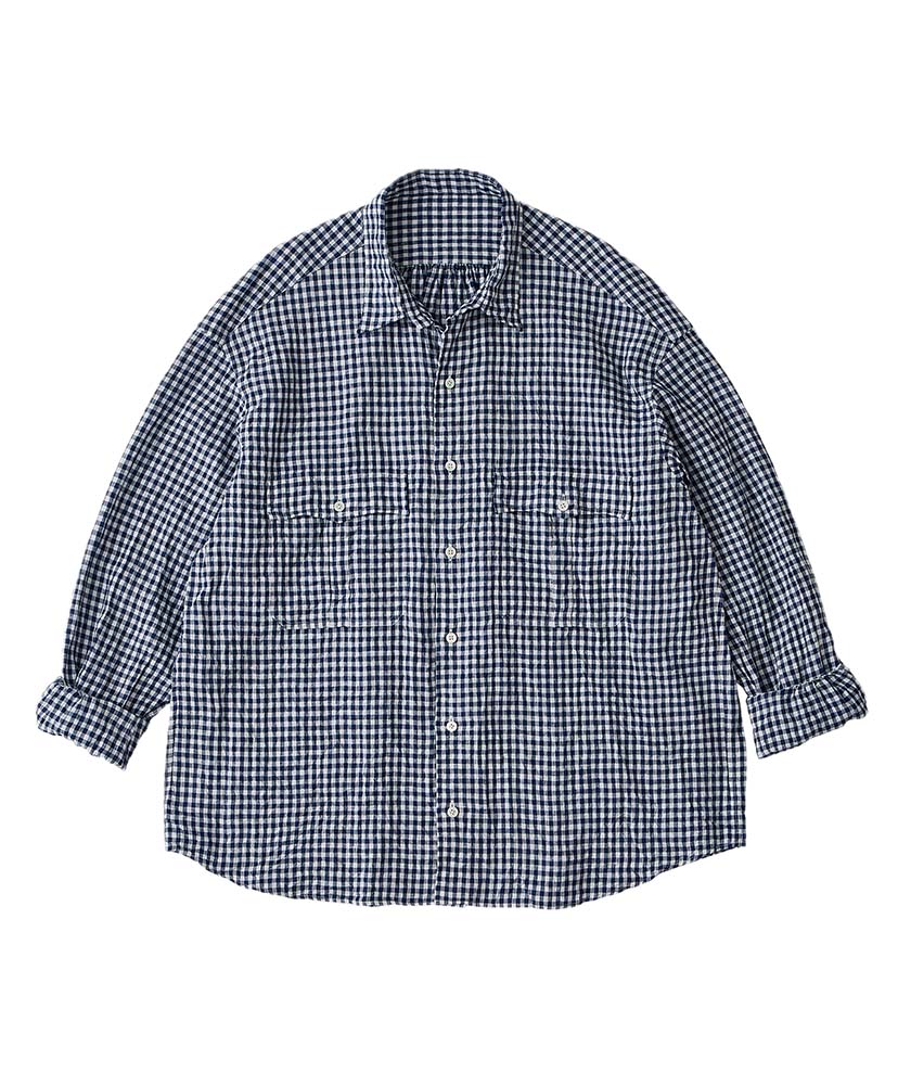 Roll Up Linen Gingham Check Shirt Dark Blue/ダーク ブルー L(MEN)