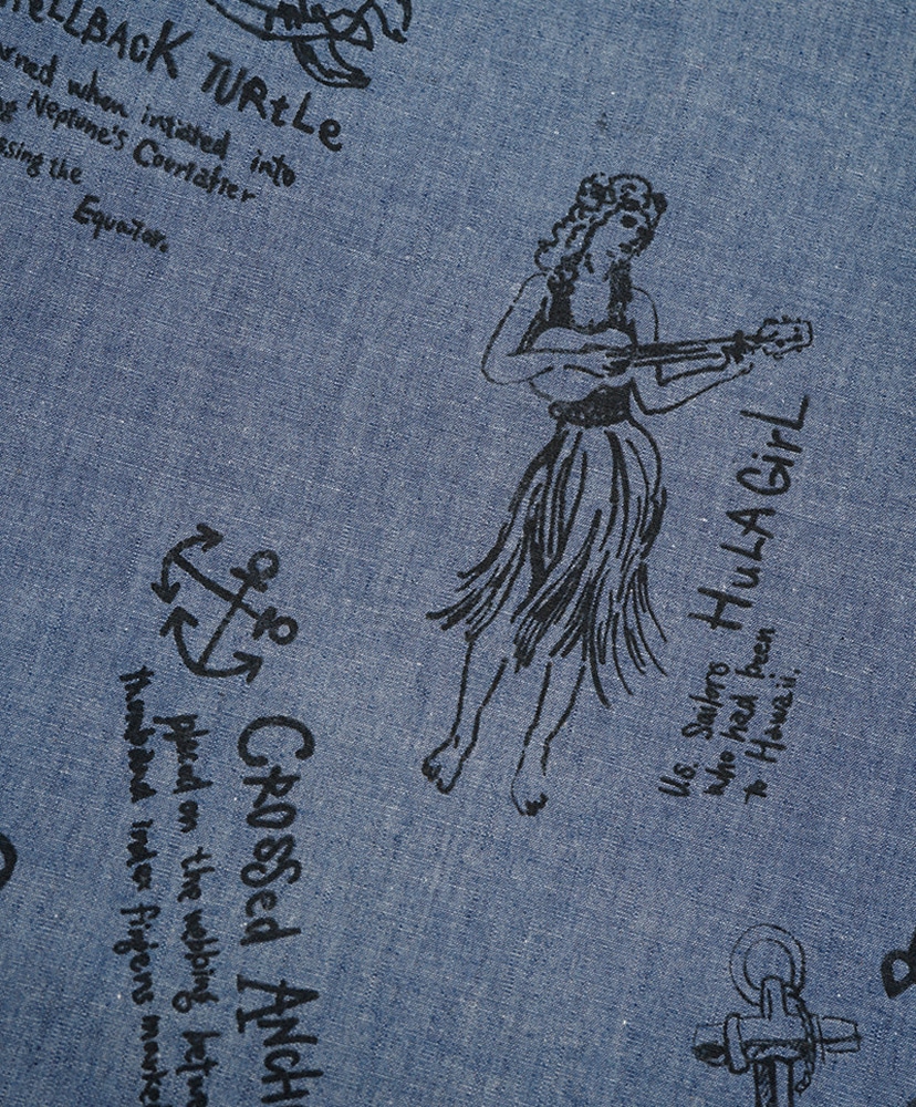 Open Collar Shirt - Tatoo Print Indigo/インディゴ 46(MEN)