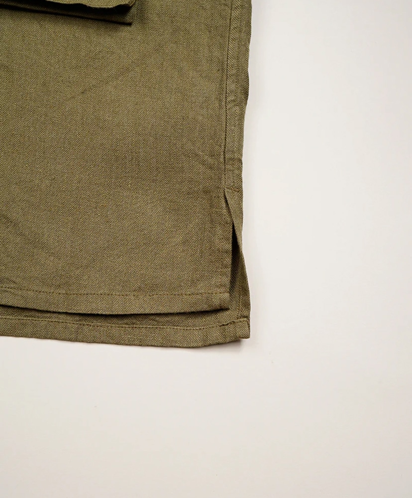 Army Shirt Short Sleeve - Linen Herringbone Twill Green/グリーン 46(MEN)