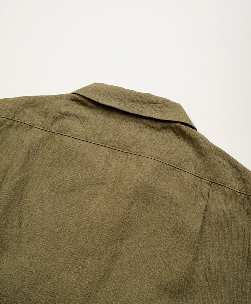 Army Shirt Short Sleeve - Linen Herringbone Twill Green/グリーン 46(MEN)