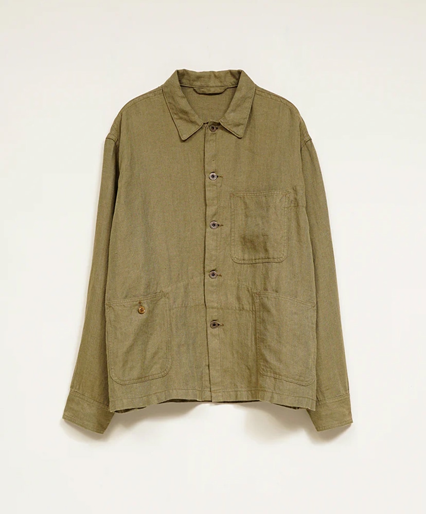 USMC Chore Jacket - Linen Herringbone Twill(46(MEN) Green/グリーン
