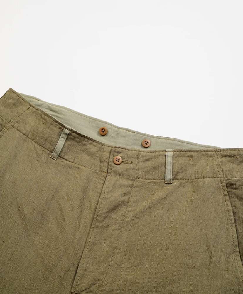 Royal Navy Cargo Pant - Linen Herringbone Twill Green/グリーン 30(MEN)