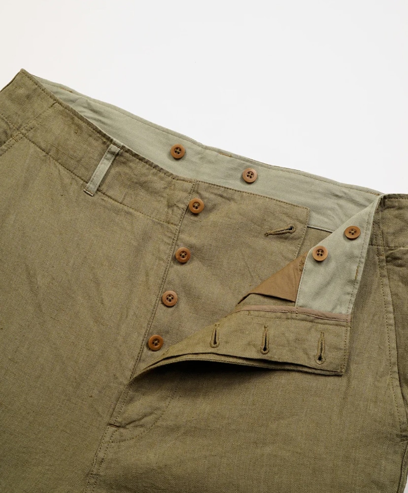 Royal Navy Cargo Pant - Linen Herringbone Twill Green/グリーン 30(MEN)