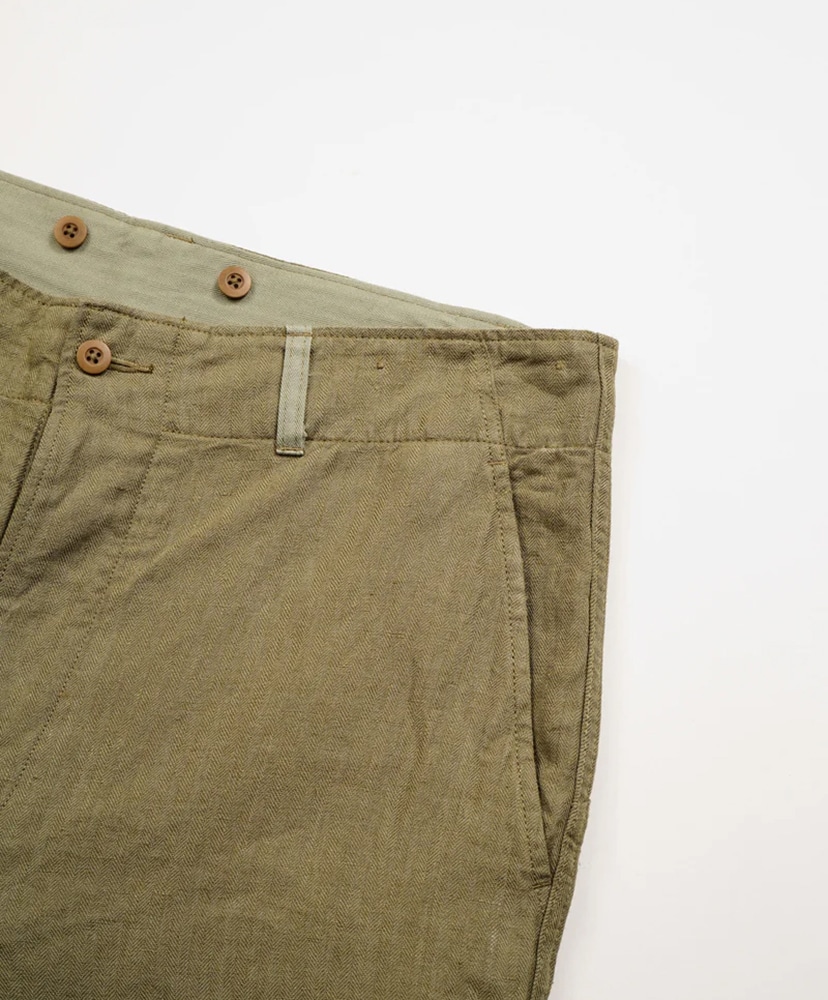 Royal Navy Cargo Pant - Linen Herringbone Twill Green/グリーン 30(MEN)