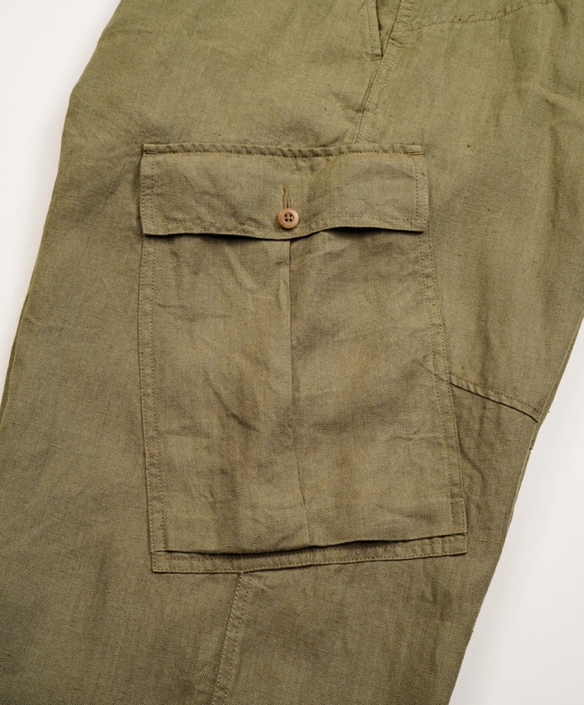 Royal Navy Cargo Pant - Linen Herringbone Twill Green/グリーン 30(MEN)