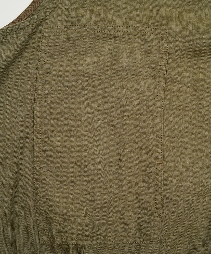 Pullover Army Vest - Linen Herringbone Twill Green/グリーン 46(MEN)
