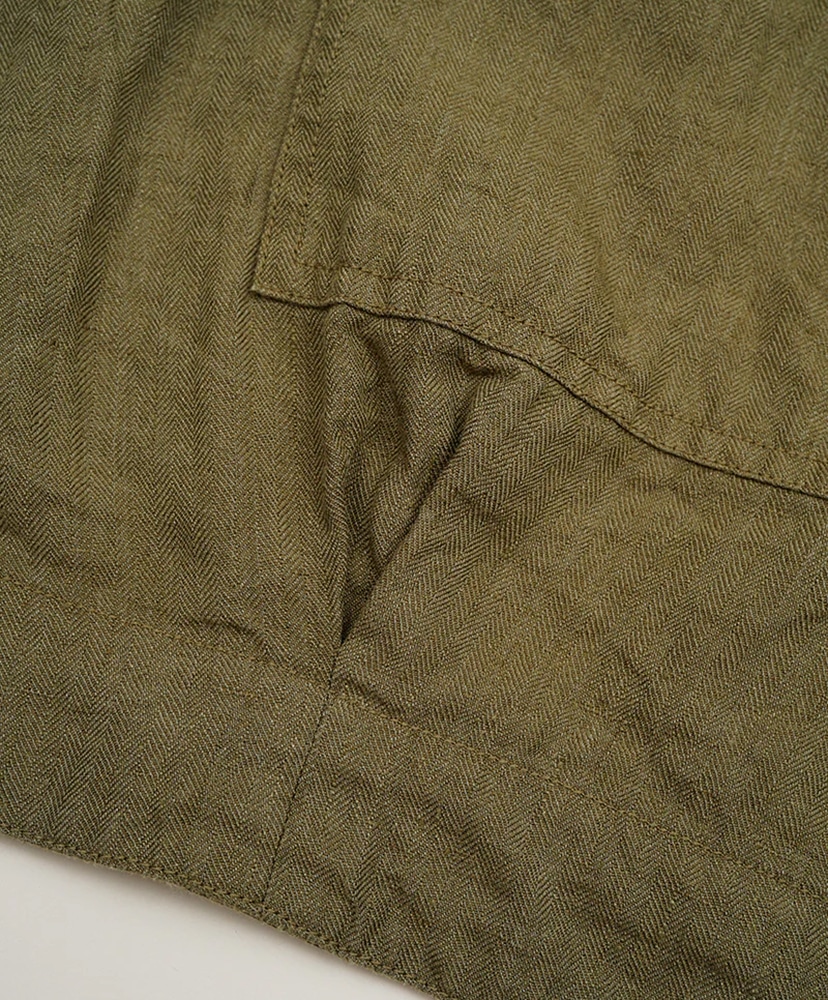 Pullover Army Vest - Linen Herringbone Twill Green/グリーン 46(MEN)