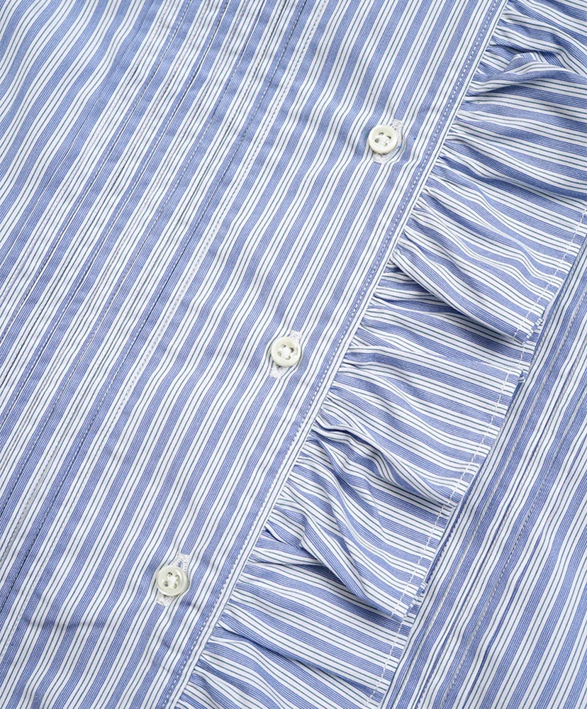 Gather Collar Blouse - Stripe Blue/ブルー 10(WOMEN)