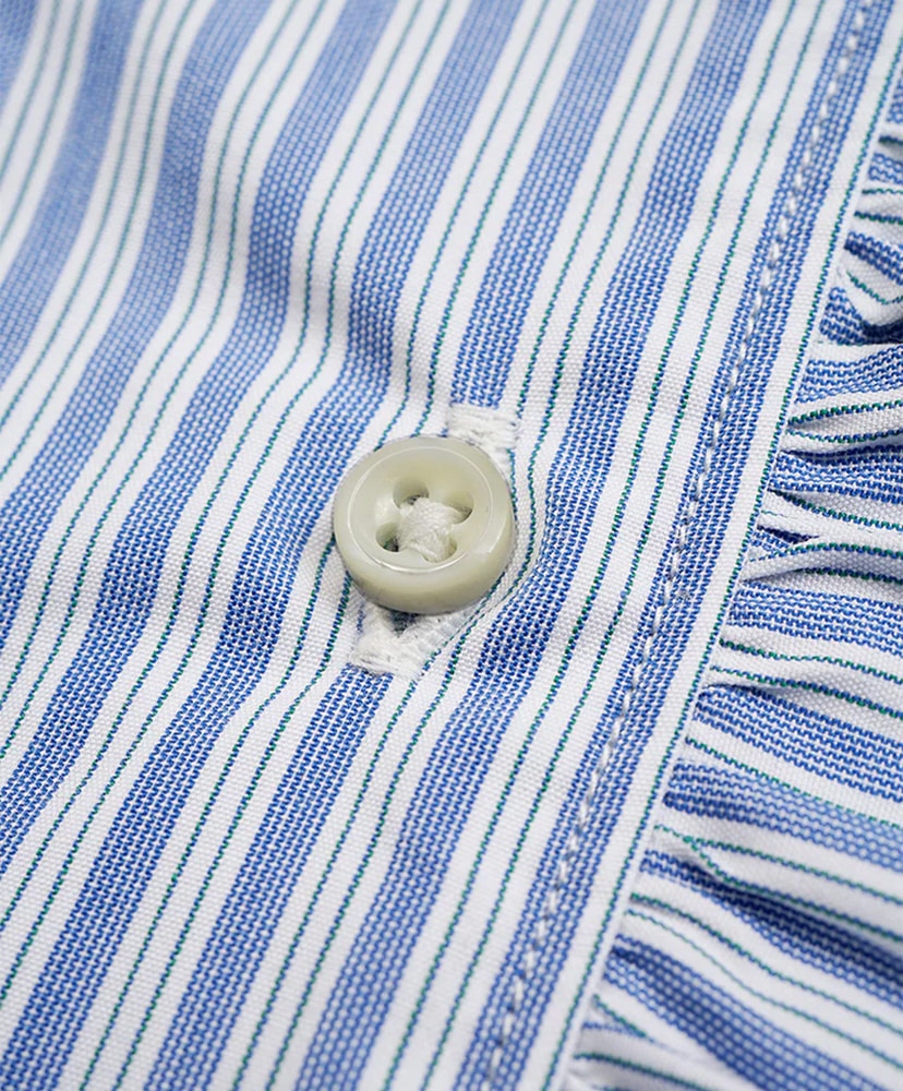 Gather Collar Blouse - Stripe Blue/ブルー 10(WOMEN)