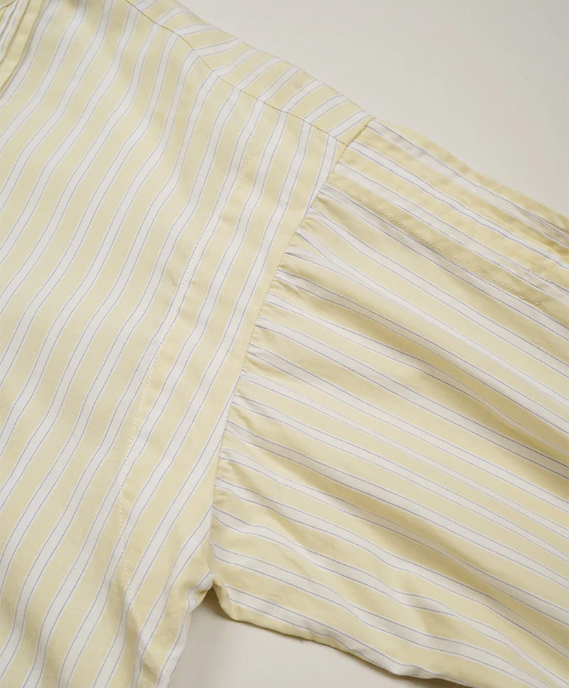Gather Collar Blouse - Stripe Yellow/イエロー 10(WOMEN)
