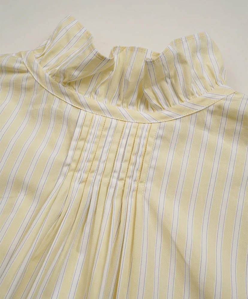 Gather Collar Blouse - Stripe Yellow/イエロー 10(WOMEN)