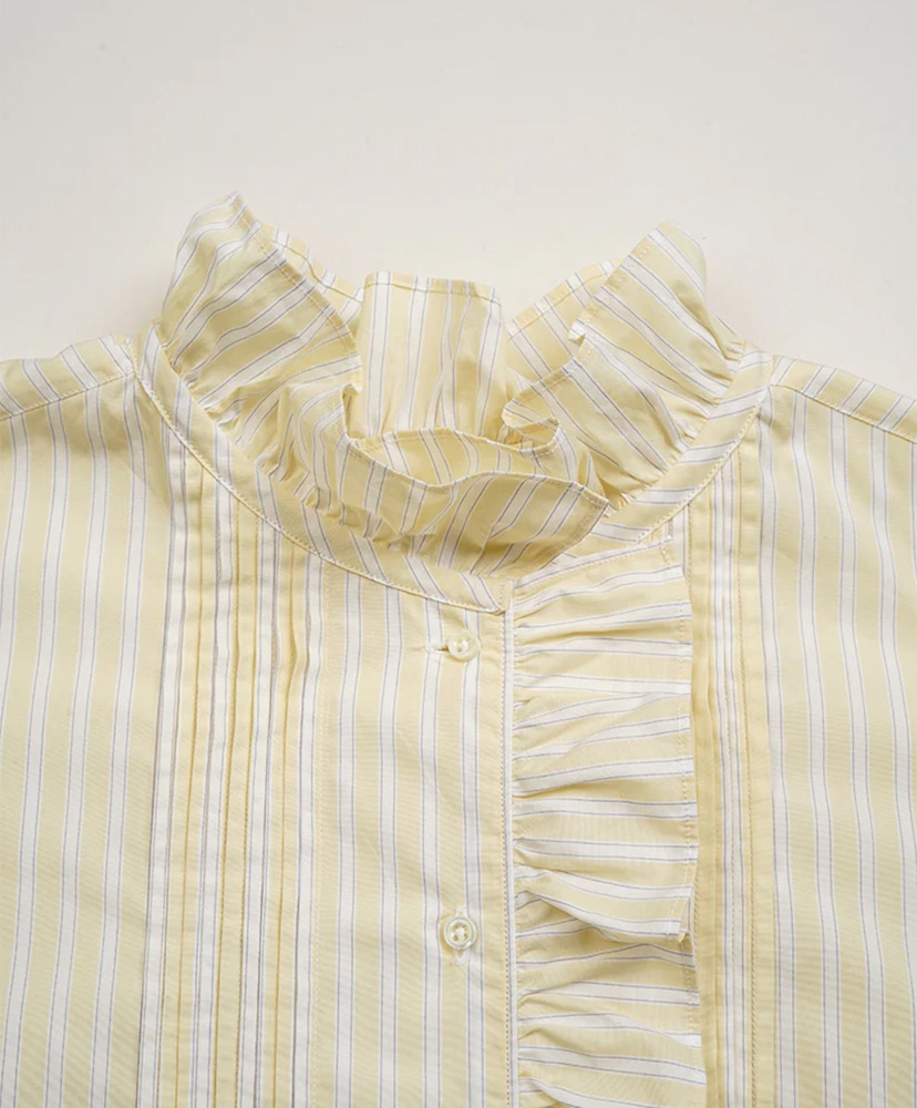 Gather Collar Blouse - Stripe Yellow/イエロー 10(WOMEN)