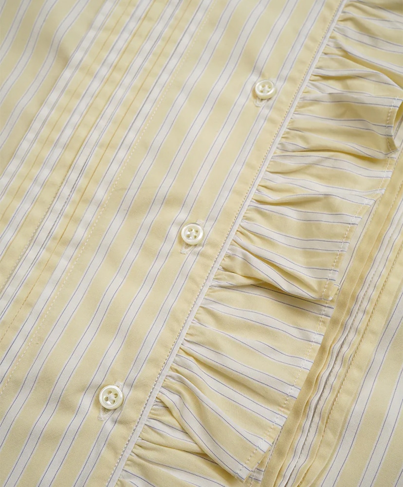 Gather Collar Blouse - Stripe Yellow/イエロー 10(WOMEN)
