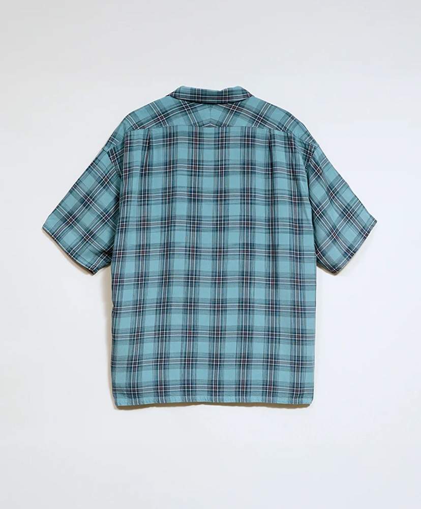 Open Collar Shirt - Rayon Check Blue/ブルー 46(MEN)