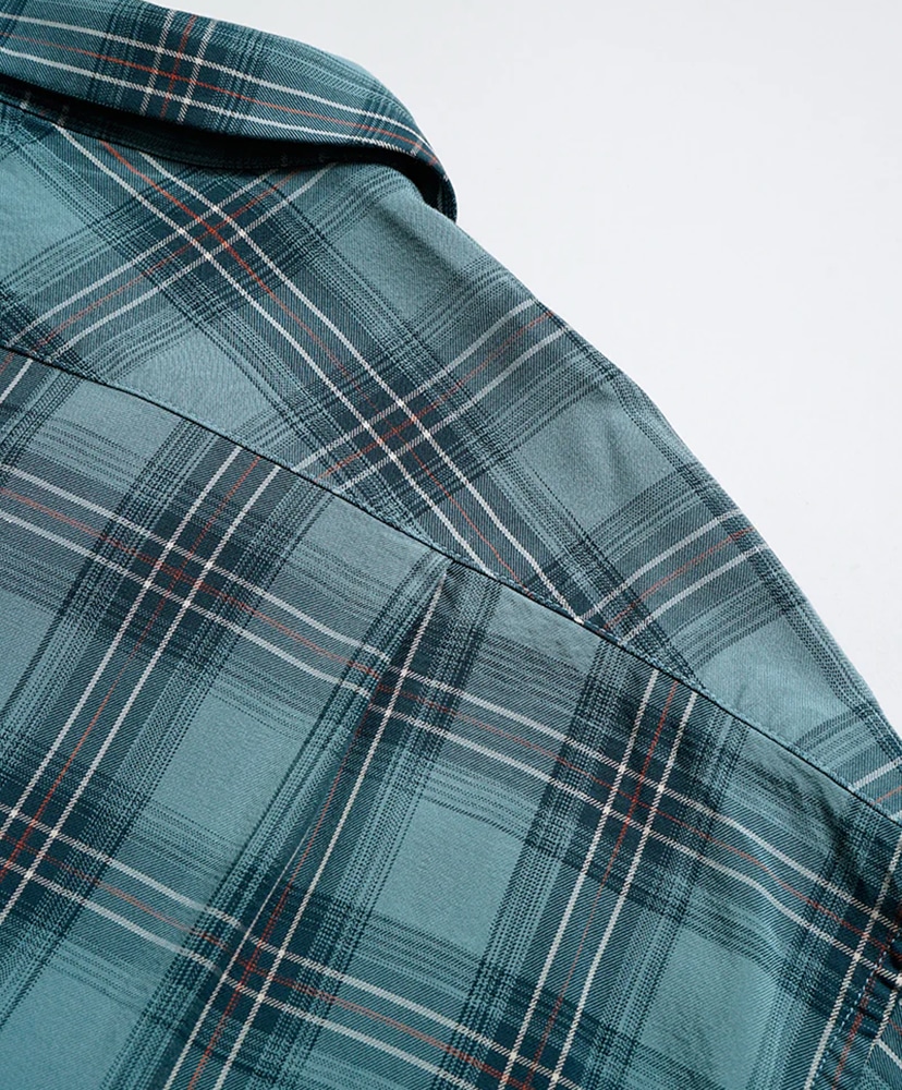 Open Collar Shirt - Rayon Check Blue/ブルー 46(MEN)