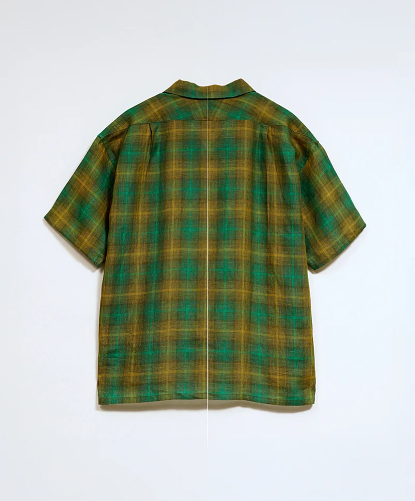 Open Collar Shirt - Hemp Check Green/グリーン 46(MEN)