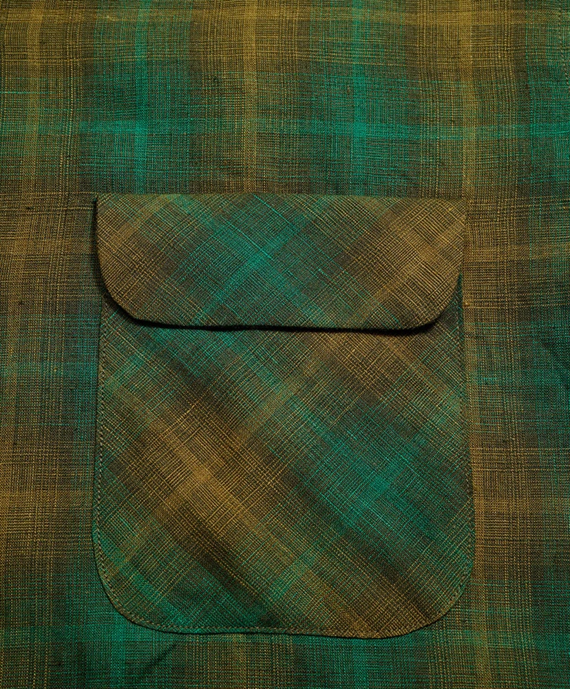 Open Collar Shirt - Hemp Check Green/グリーン 46(MEN)