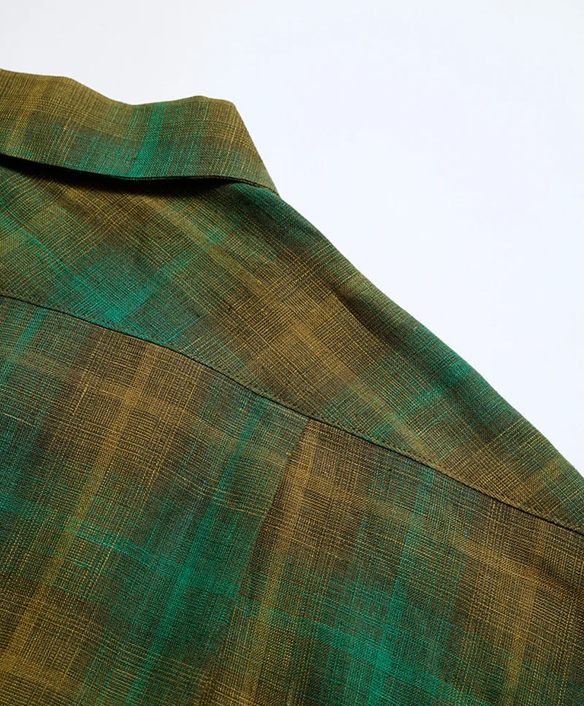 Open Collar Shirt - Hemp Check Green/グリーン 46(MEN)