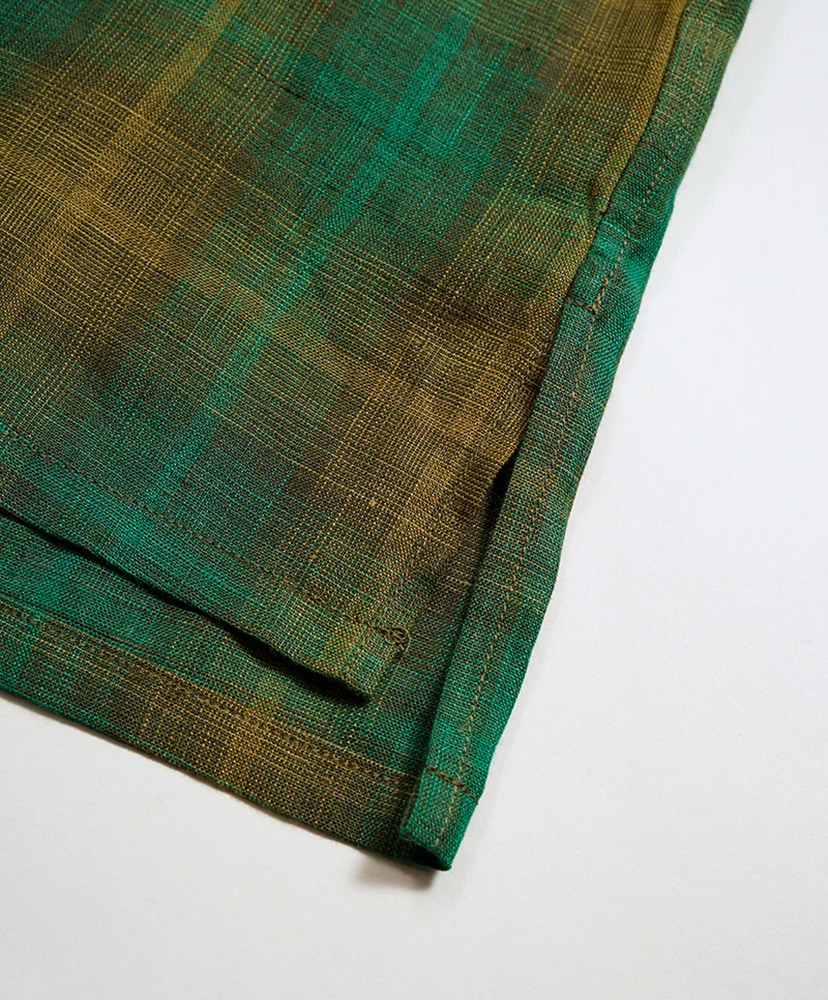 Open Collar Shirt - Hemp Check Green/グリーン 46(MEN)