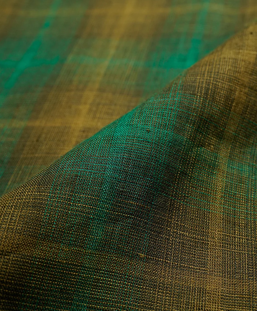 Open Collar Shirt - Hemp Check Green/グリーン 46(MEN)