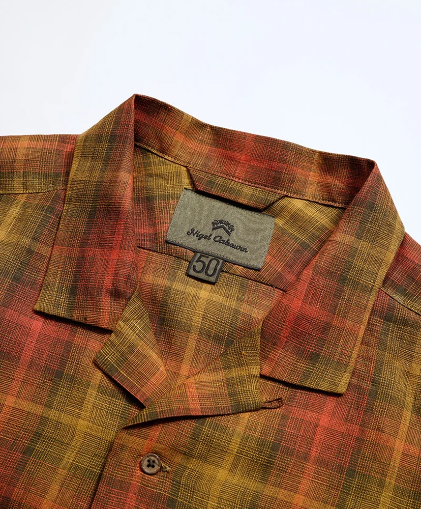 Open Collar Shirt - Hemp Check Red/レッド 46(MEN)