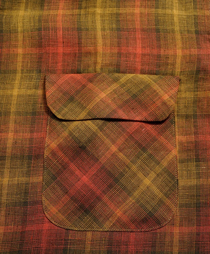 Open Collar Shirt - Hemp Check Red/レッド 46(MEN)