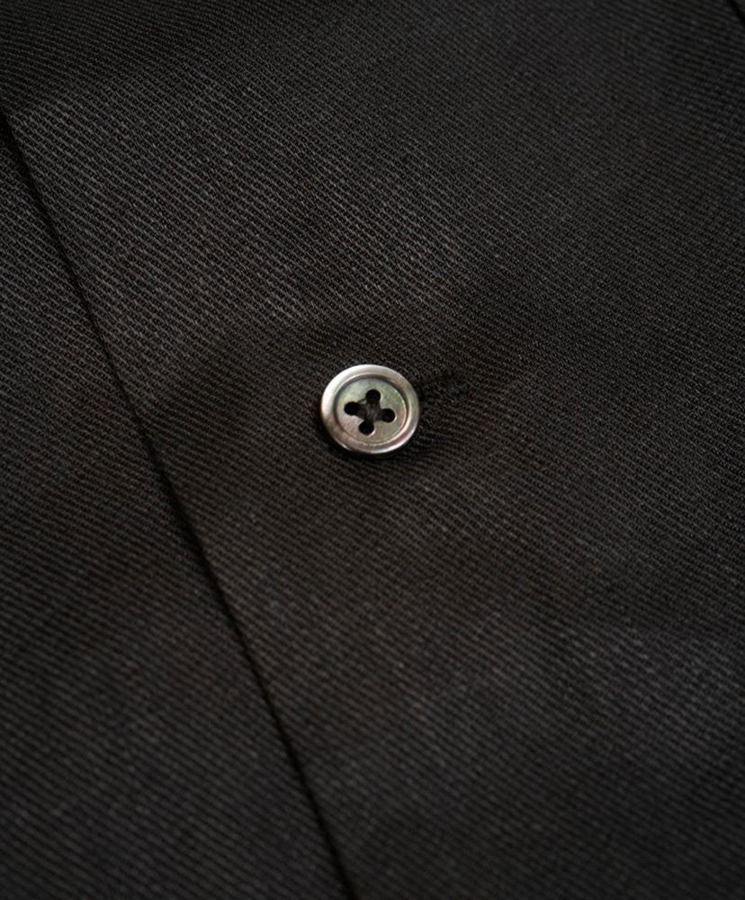Open Collar Shirt - Linen Twill Charcoal Gray/チャコールグレー 46(MEN)