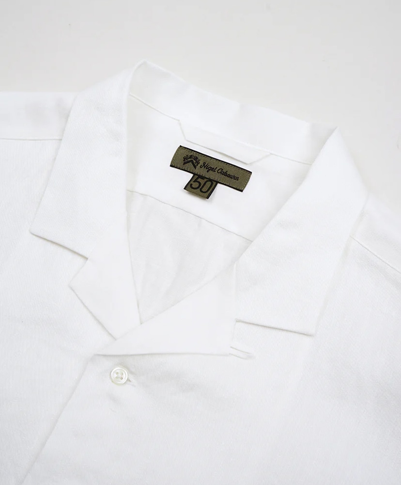 Open Collar Shirt - Linen Twill Off White/オフホワイト 46(MEN)