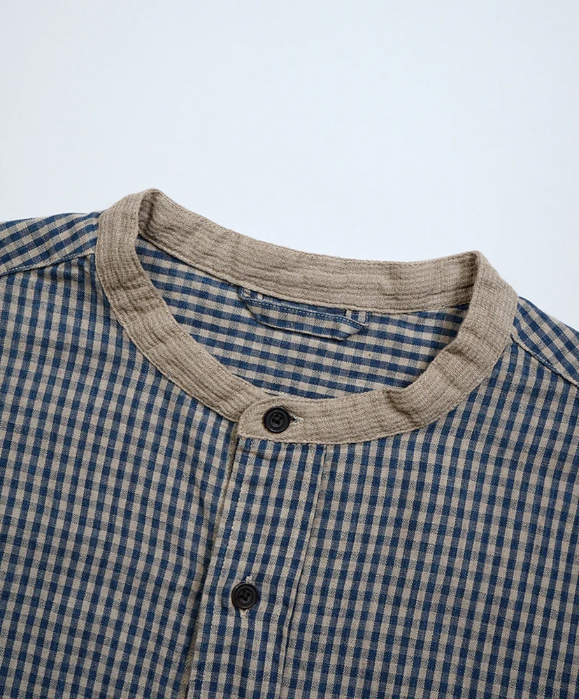 Farmer Stand Shirt - Cotton Linen Blue/ブルー 50(MEN)