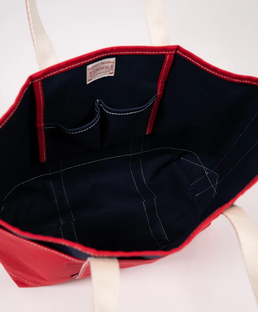 Pocket Boat Tote Navy Duck × Paraffin Red Duck F