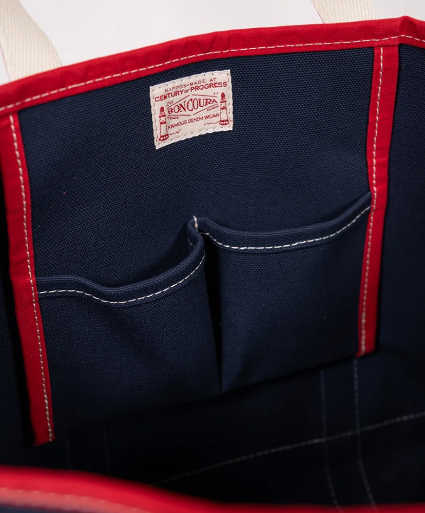 Pocket Boat Tote Navy Duck × Paraffin Red Duck F