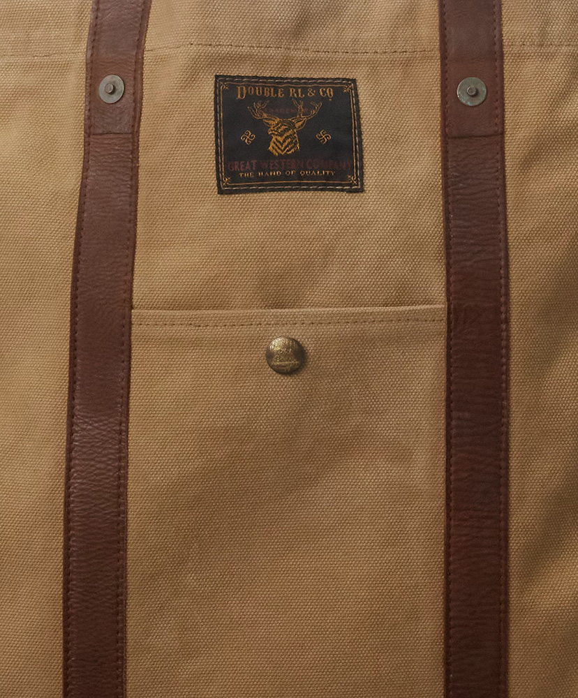 レザートリム キャンバス トート カーキ/ブラウン ONE