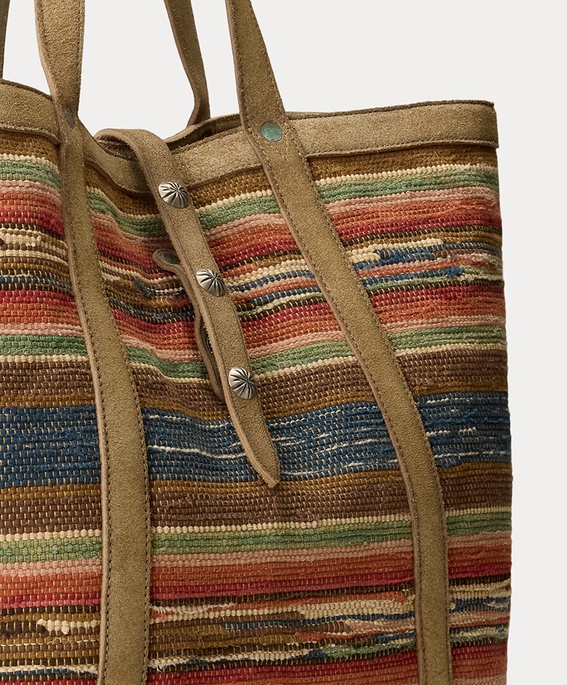 スエードトリム ハンドウーブン ジャカード トート マルチ/ベージュ ONE