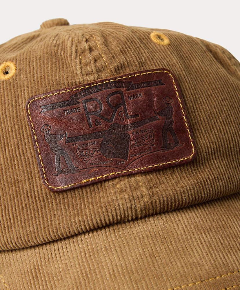 レザーパッチ コーデュロイ トラッカー キャップ タン ONE