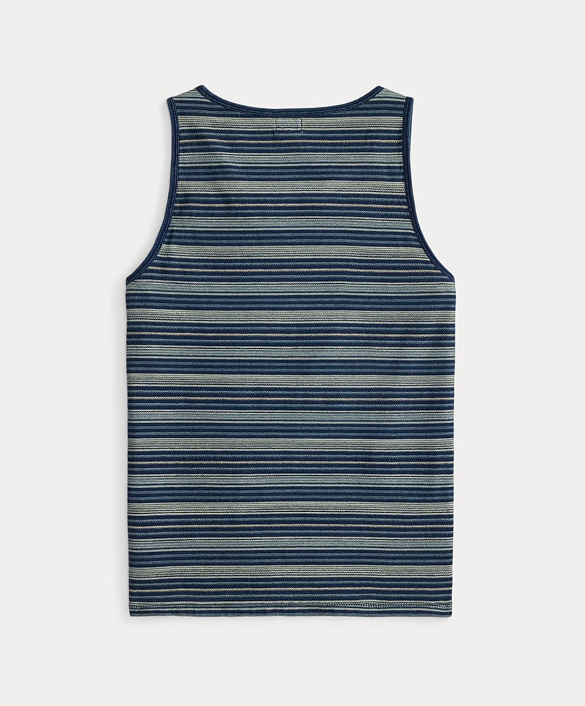 インディゴ ストライプド ジャカード タンク インディゴ/マルチ XL(MEN)