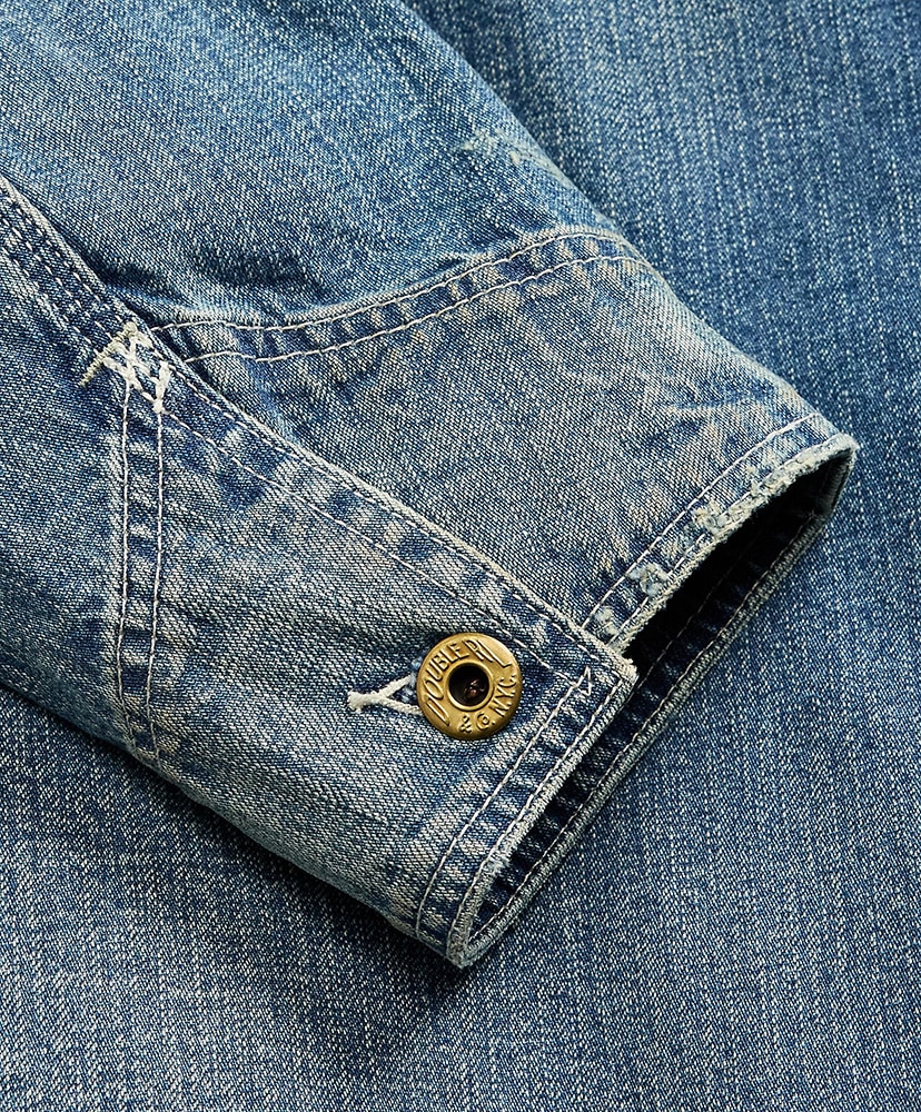 コーデュロイカラー インディゴ デニム ジャケット ライツビルウォッシュ L(MEN)