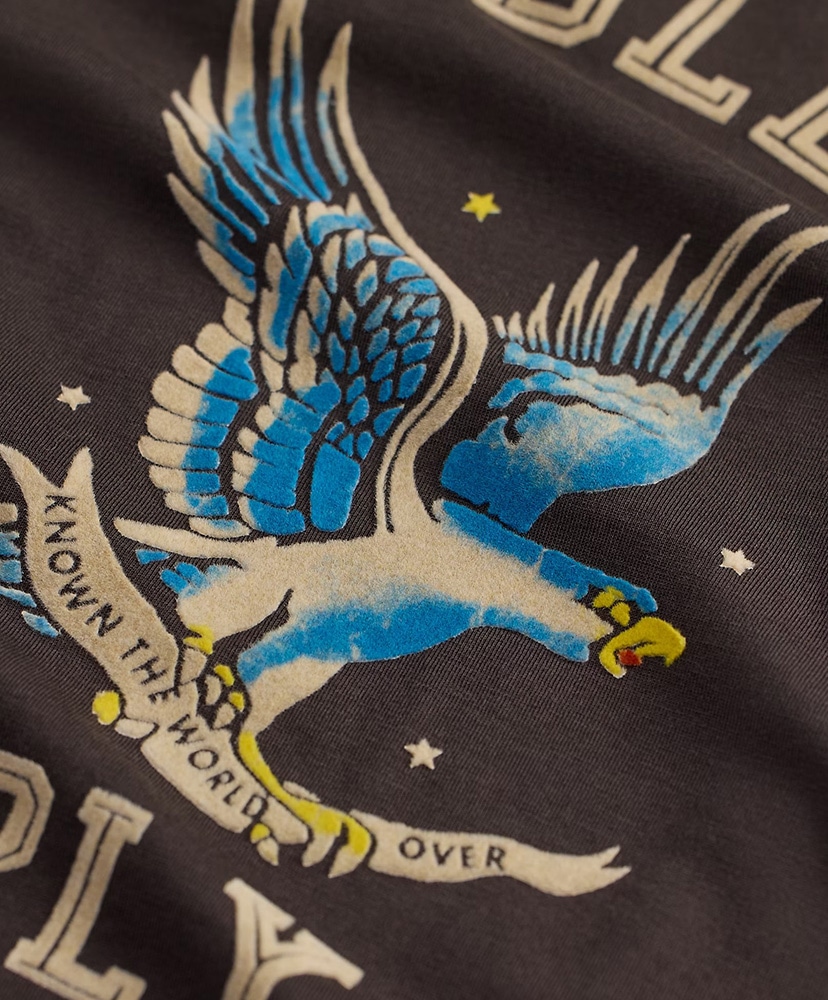 ガーメントダイド ジャージー グラフィック Tシャツ フェイデッド ブラック L(MEN)