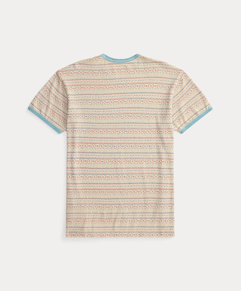 プリント ジャージー リンガー Tシャツ クリーム/マルチ L(MEN)