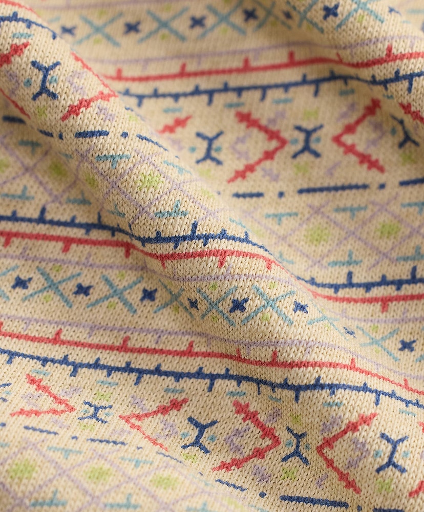 プリント ジャージー リンガー Tシャツ クリーム/マルチ L(MEN)