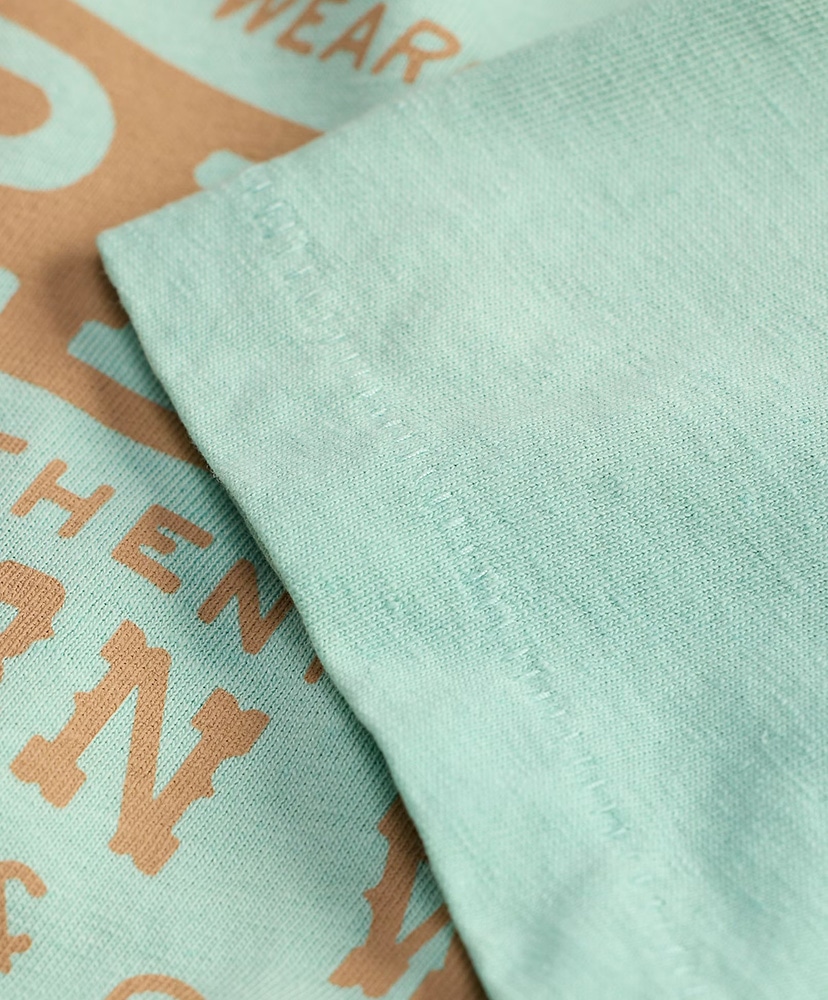 コットンヘンプ グラフィック Tシャツ フェイデッド ターコイズ L(MEN)